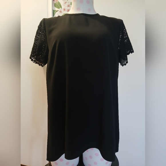 Michael Kors Crochet Sleeve Blouse - Picture 2 of 8